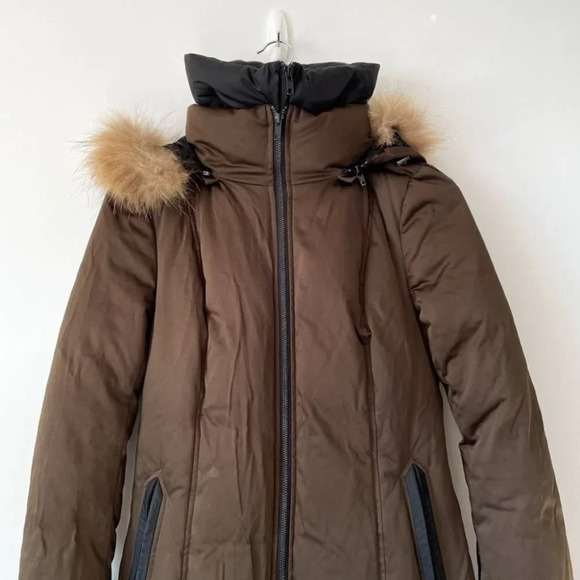 Soia & Kyo BROWN Down  Racoon Fur Hood Long Christy Parka Jacket Coat Sz S - Picture 6 of 13